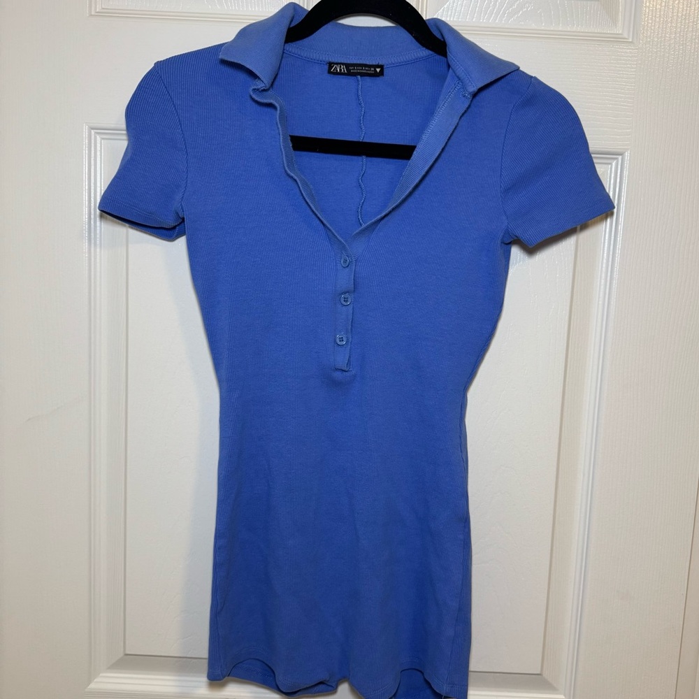 Zara Blue Collared Women's One Piece